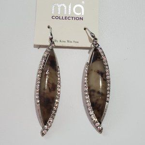 MIA Collection Rhinestone Leopard Leaf Earrings